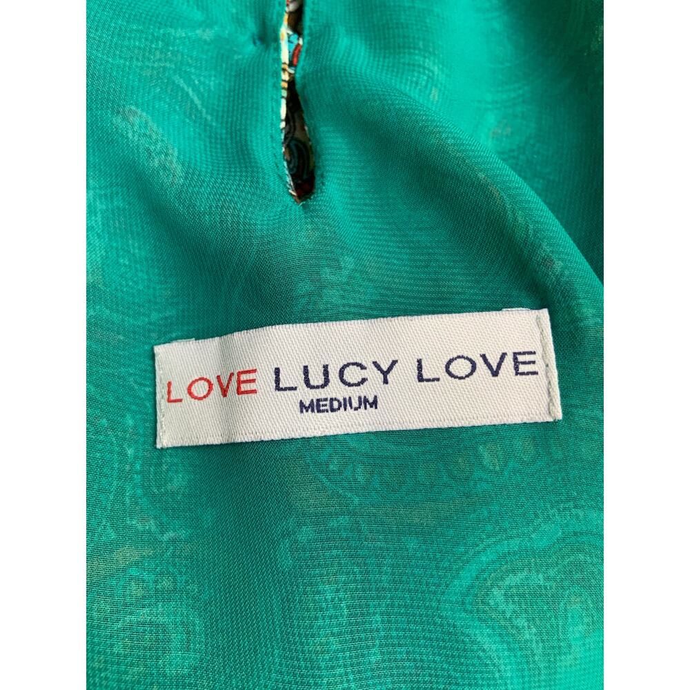 Y2K Lucy Love Multicolored Paisley Print Strappy Mini Shift Dress Women's Medium - Picture 9 of 9